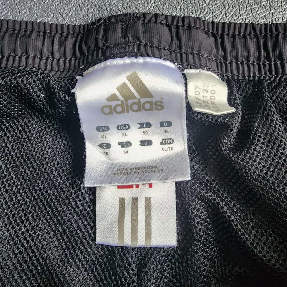 Vintage Y2K Adidas Black Three Striped Essential Nylon Sweatpants XL